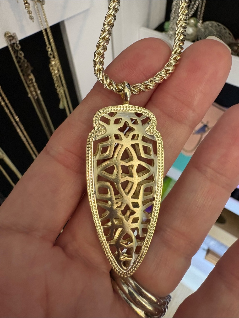Kendra Scott Sienna Gold Tone Logo Charm Necklace
